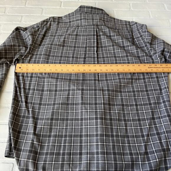 Eddie Bauer Men's Grey Plaid 100% Cotton Long Sleeve Button Down -sz XL - Picture 4 of 5